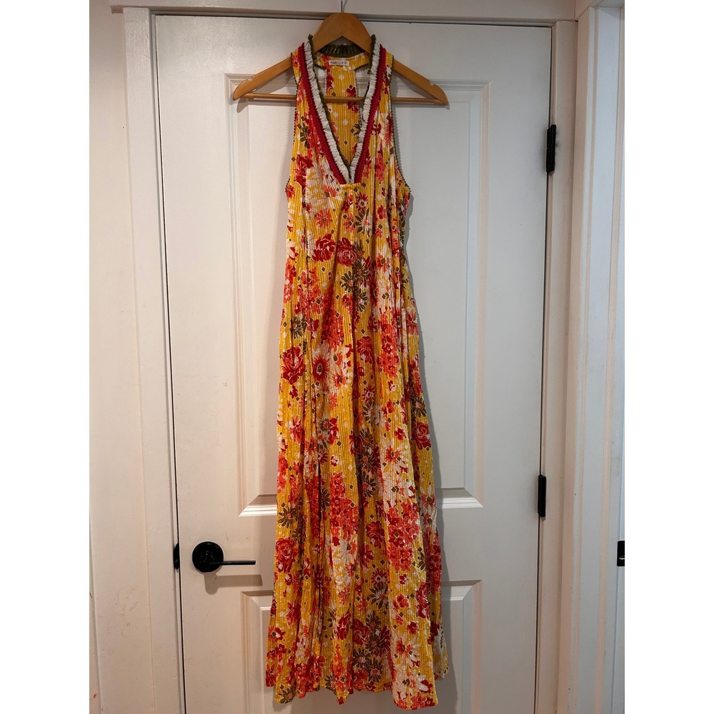 Poupette St Barth Floral Maxi Dress Fringe Women's XS Resortwear Vacation‎ Boho - Picture 2 of 14